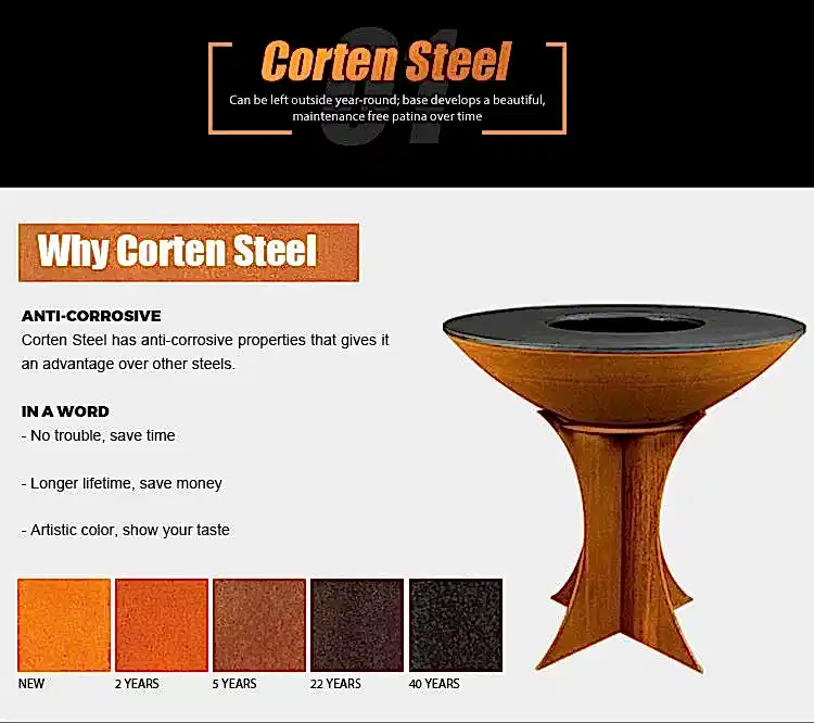 GN-BBQ-210 GN-BBQ-210 Corten Steel BBQ Grill with Detachable Base-Why Corten Steel