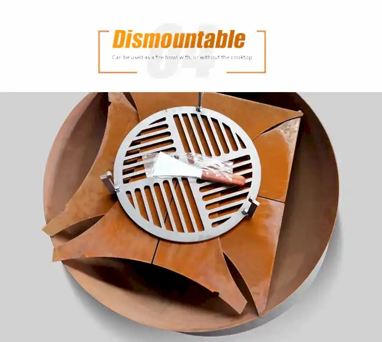 GN-BBQ-210 Corten Steel BBQ Grill with Detachable Base-Before Assembled