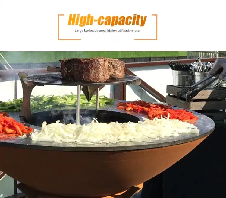 GN-BBQ-210 GN-BBQ-210 Corten Steel BBQ Grill with Detachable Base-Large Cooktop