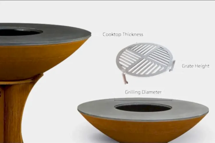 GN-BBQ-210 Corten Steel BBQ Grill with Detachable Base-Dimension