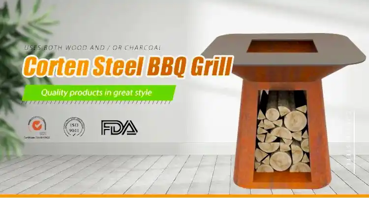 GN-BBQ-222 Corten Barbecue Grill with Trapezoid Base