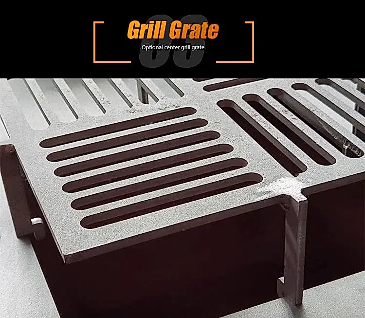 GN-BBQ-222 Corten Barbecue Grill with Trapezoid Base-movable grill grate