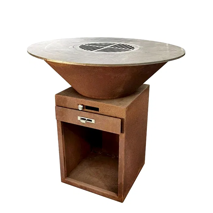 GN-BBQ -209- D Corten Steel Barbekü Kül Çekmeceli