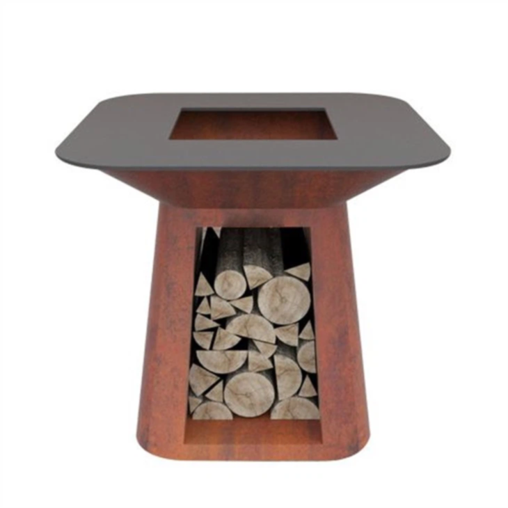 GN-BBQ -222 Corten Barbekü ızgarası trapezoid taban
