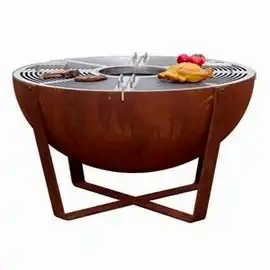 Açık hava pişirme ahşap kömür yanan barbekü hafif çelik ızgara tabak