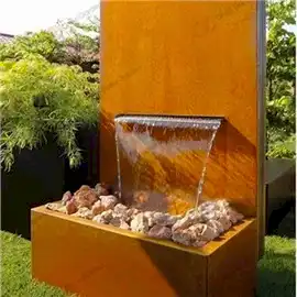 Paslı Kırmızı Bahçe Havuz Çeşmeleri 3mm Kalınlık Corten Çelik Cascade